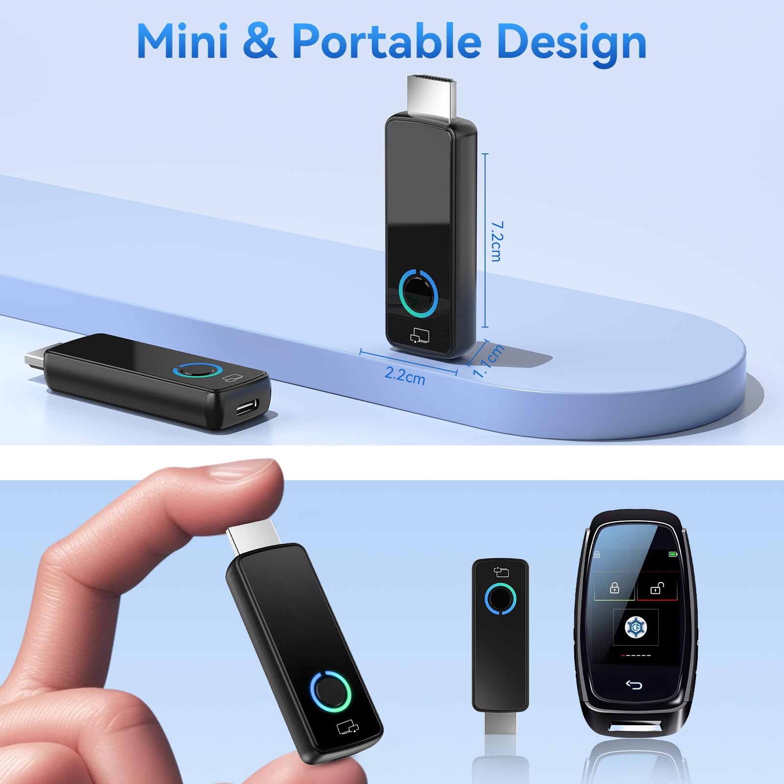 Wireless HDMI Display Dongle Adapter,Miracast Adapter Dongle,HDMI Wireless Extender für Media/Video/Audio- und Datei-Streaming vom Laptop, PC oder Smartphone auf HDTV oder Projektor (W3401)