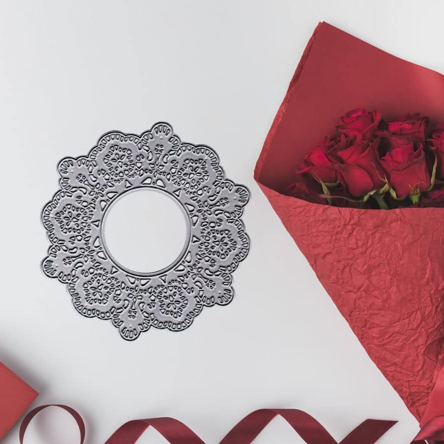 Miniatura 5 de Troqueles de corte con marco de flores huecas para hacer tarjetas y decoraciones de álbumes de fotos, troqueles de encaje floral, plantillas de