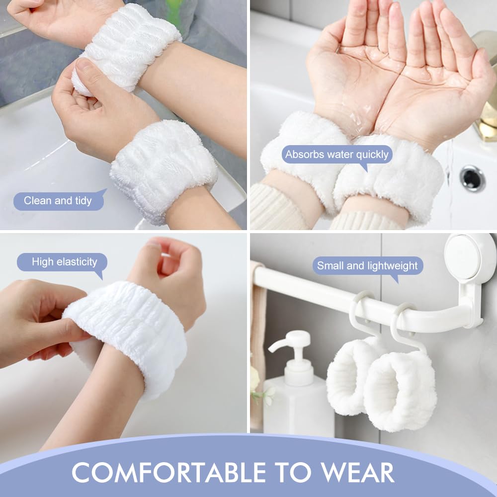 Lot De 3 Paires De Bracelets Absorbants En Flanelle - Pour Sport, Soin De La Peau, Maquillage - Élastiques Et Doux - 4