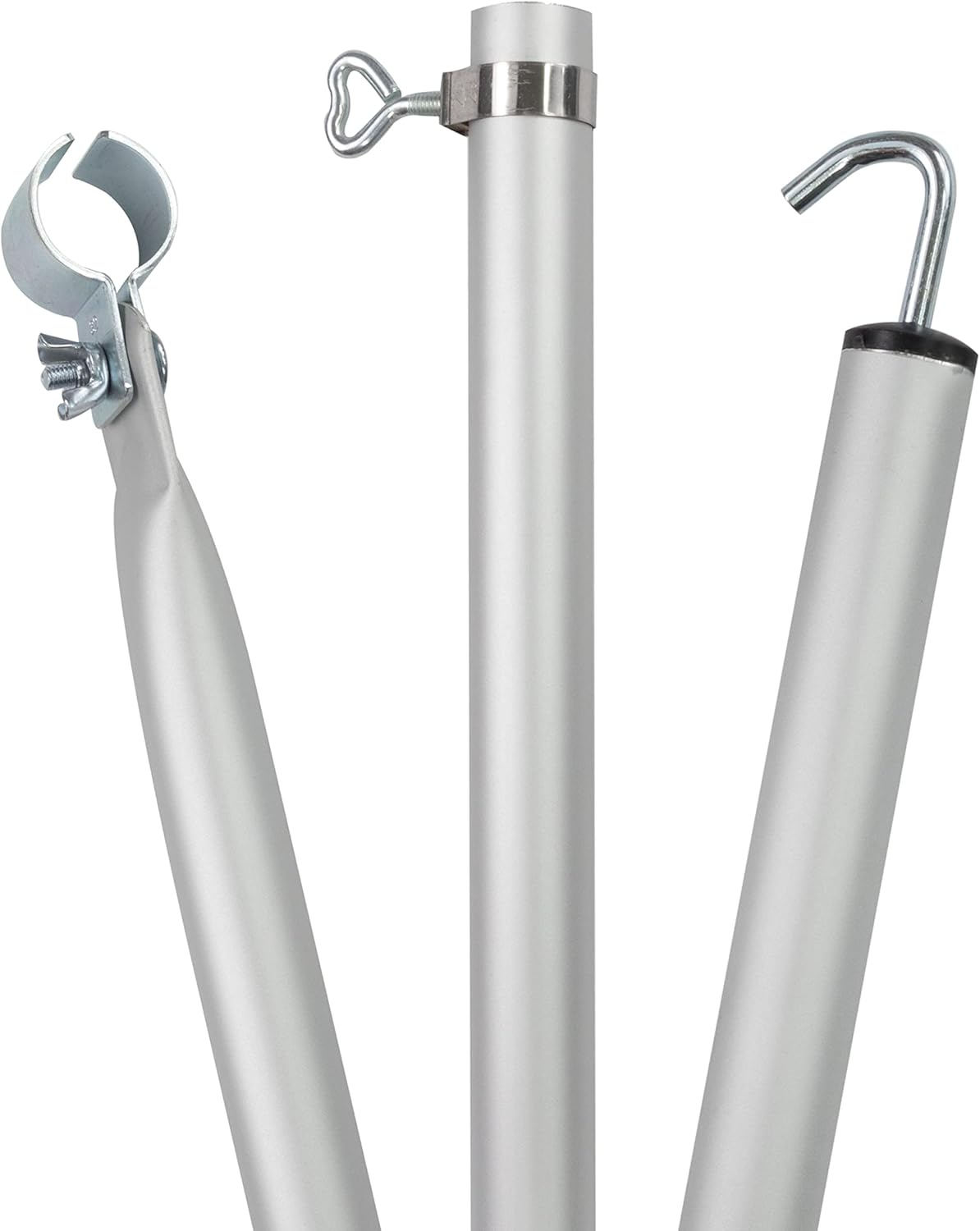 1 STÜCK - Aluminium Zeltstange - mit Klemme und Haken - teleskopierbar 210-290 cm -28/25 mm- 3 Teile - leicht stabil Ersatz Gestänge Zelt Vorzelt - Camping Teleskopstange Dachhakenstange Dachstange