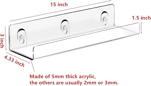 Miniatura 3 de JiePai Estantería de pared flotante de acrílico de 15 pulgadas estante de almacenamiento para niños estante de especias invisible organizador de