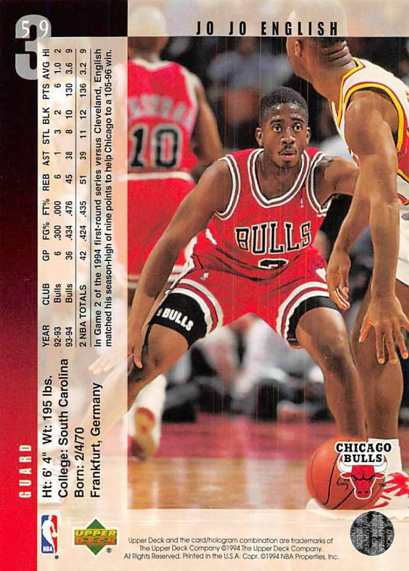 Nbaカード Amazon.com: 1994-95 Upper Deck Basketball #59 Jo Jo English