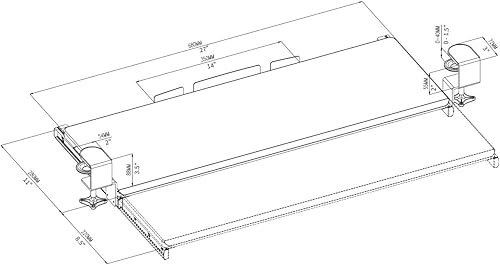 Miniatura 9 de VIVO Bandeja deslizante para teclado de computadora y mouse debajo del escritorio, 27 (33 abrazaderas incluidas) x cajón de plataforma extraíble de