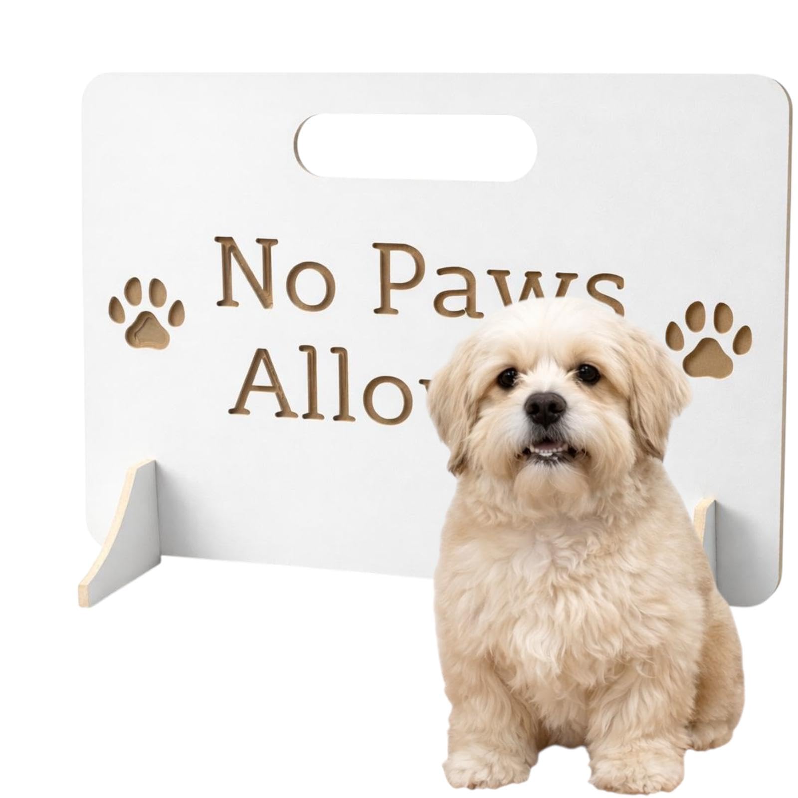 Woodica White No Paws Wooden Stopper Barrier – Freestanding Dog Stopper For Stairs | Dog Barrier Gate | Portable Wooden Pet Stopper | Puppy Gate For Stairs Indoor | No Drilling Required (70Cm X 70Cm)