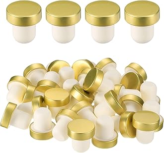 sourcing map 24 Pcs Wine Bottle Corks, T-Shaped Stopper Cork, Wine Stopper, Reusable Wine Bottle Corks Sealing Plug Bottle for Homemade Wine Beer Bottles,Gold