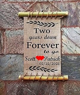 LGBTQ GIFTS Custom Gay Couple Print, 2 years down forever to go.Handmade Gay Wedding Gift, Gay Couple Anniversary Gift, Gift For Gay Couple, Gay Couple wooden cane framed Burlap print