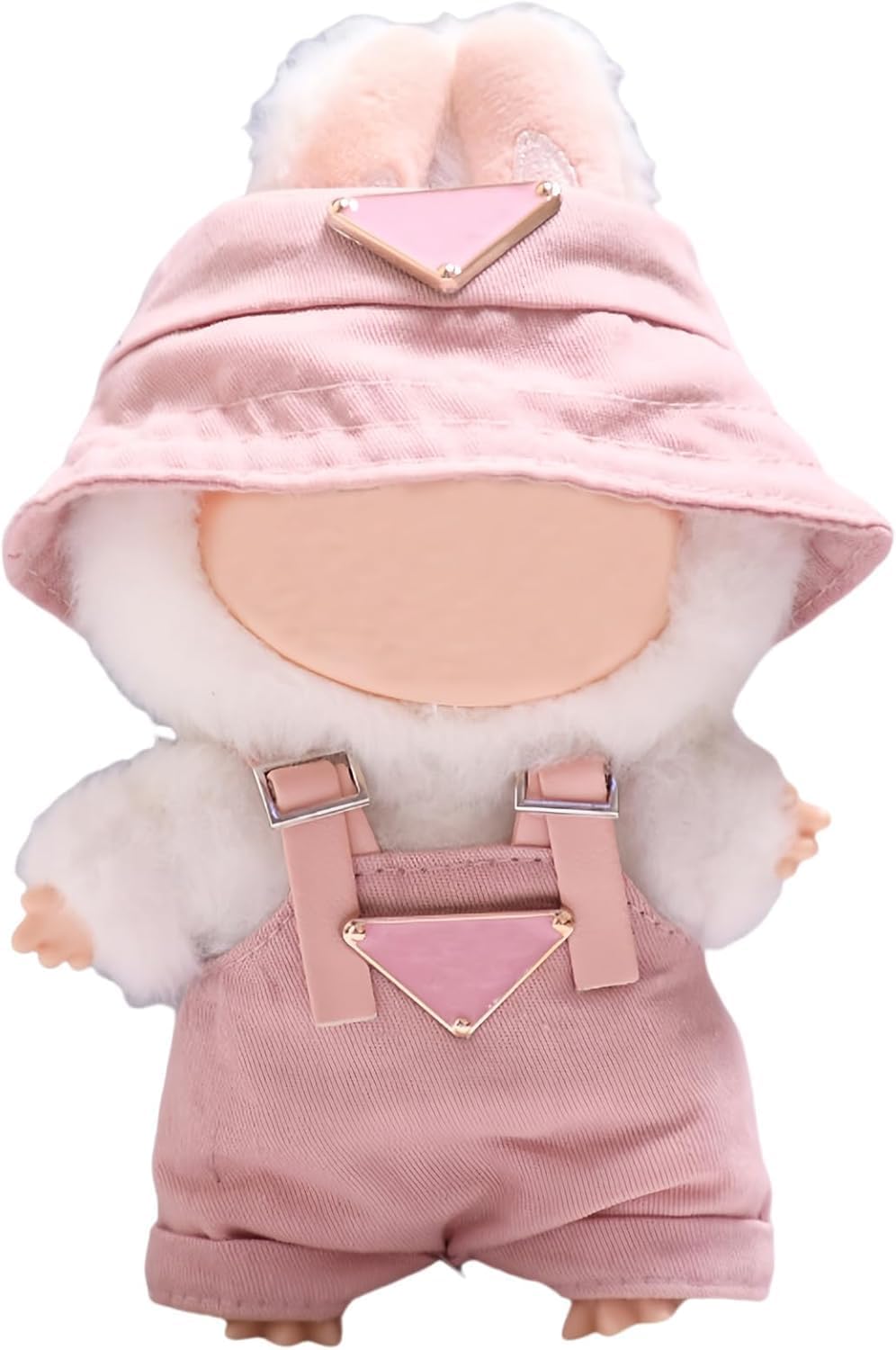 Clothes for Labubu 17cm (NO Doll) – Designer-Inspired Pink Hat & Overalls Set, Cute Labubu Clothes & Premium Dress-Up Accessories for 17cm Labubu Dolls