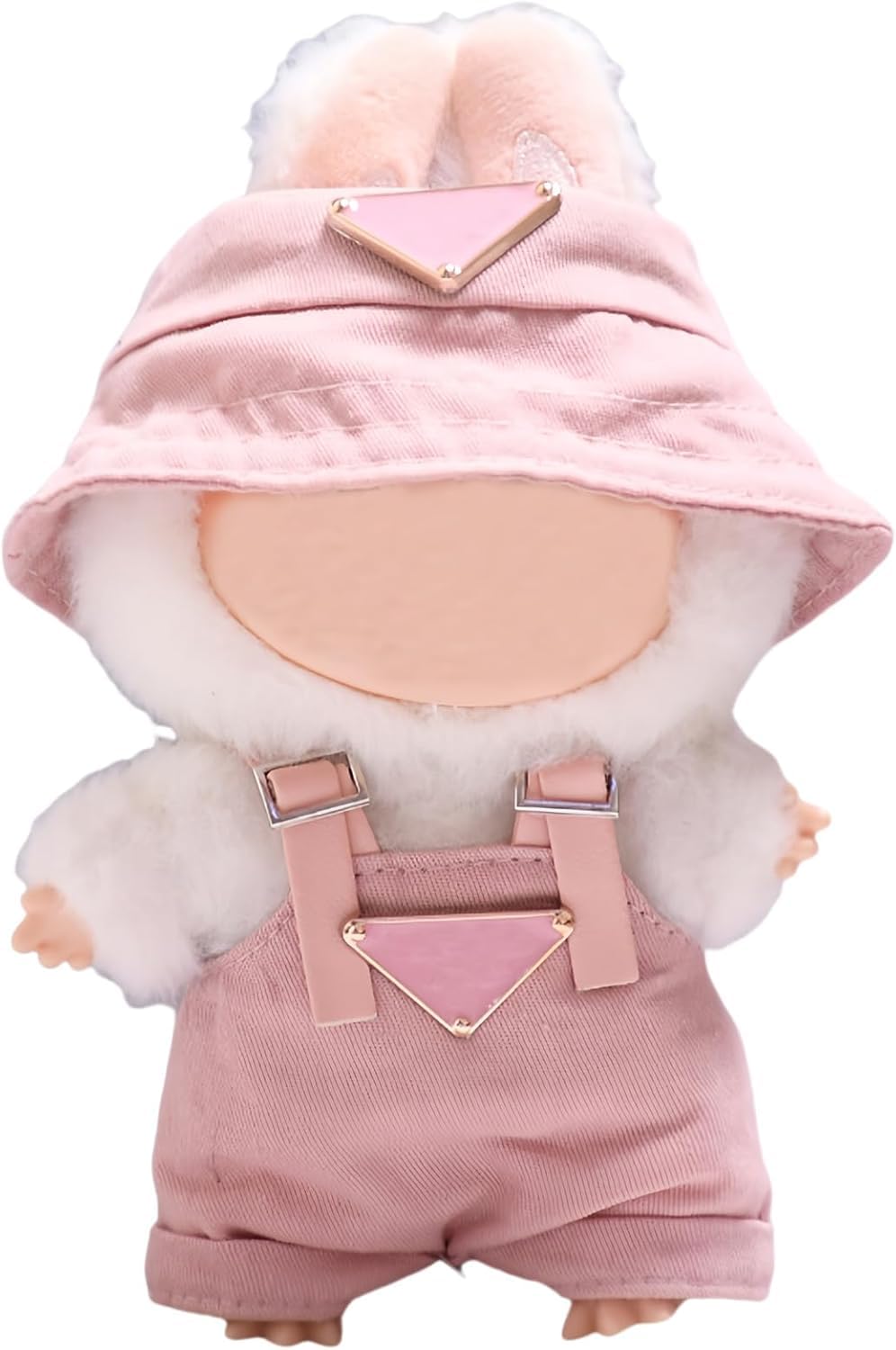 Clothes for Labubu 17cm (NO Doll) – Designer-Inspired Pink Hat & Overalls Set, Cute Labubu Clothes & Premium Dress-Up Accessories for 17cm Labubu Dolls
