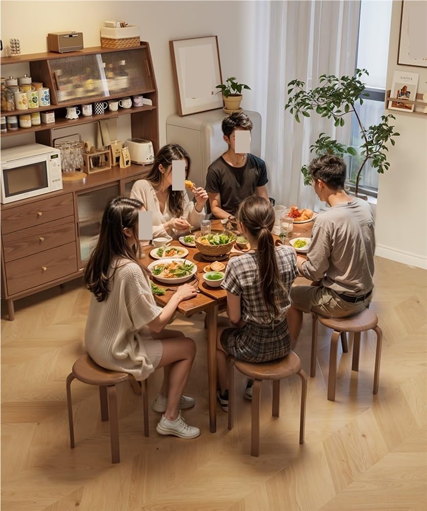 Stapelbare Hocker 6er Set, Moderne Runde Rückenfreie Stühle für Küche, Esszimmer, Büro, Outdoor - Platzsparendes Design