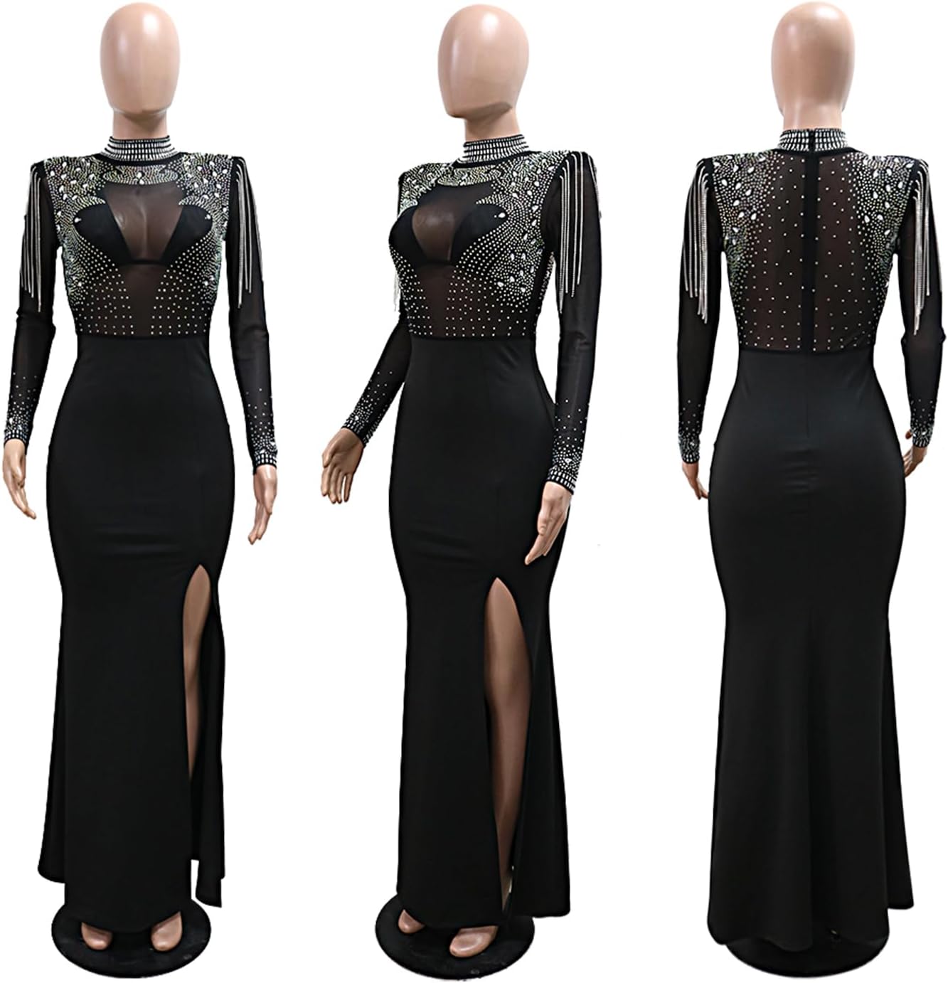 Women Long Sleeve Birthday Dresses Sexy hot Diamond Process Sexy Dress Party Club Night Dress… - Image 4