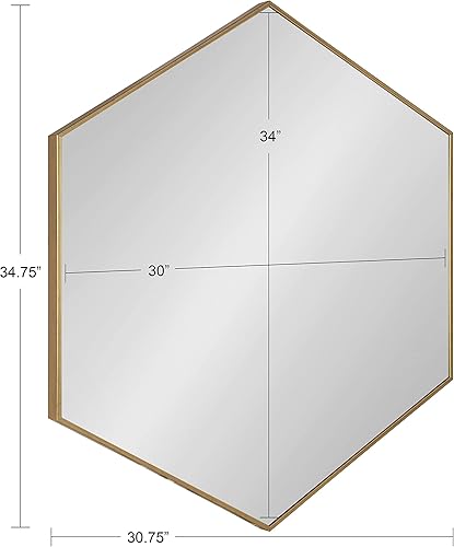 Miniatura 5 de Kate and Laurel Rhodes - Espejo de pared hexagonal de 6 lados, 30.75 x 34.75 pulgadas, dorado
