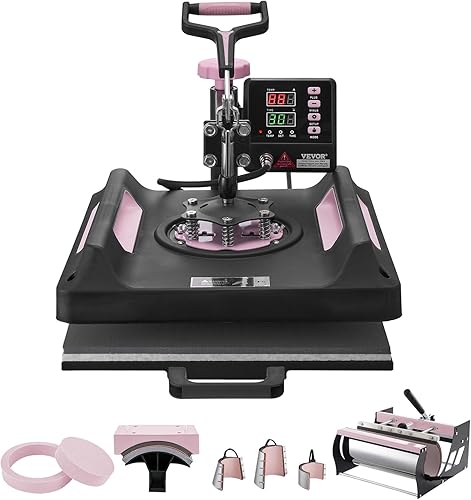 Miniatura 11 de VEVOR Máquina de prensa de calor 8 en 1 de 15 x 15 pulgadas, prensa de camisetas oscilante de 360°, transferencia de calor digital profesional por