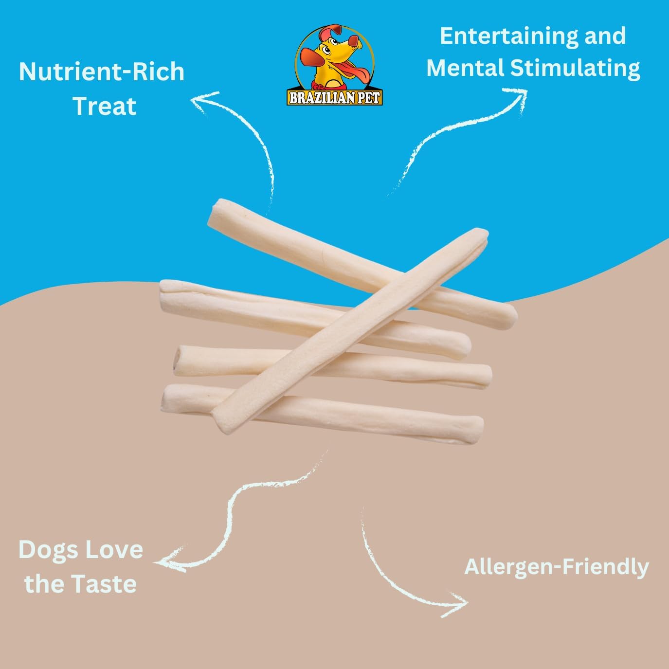 Brazilian Pet Natural Treats Rawhide Rolls Dog Chews Bones 6.5" for Pups and Small Dogs (80 Count)