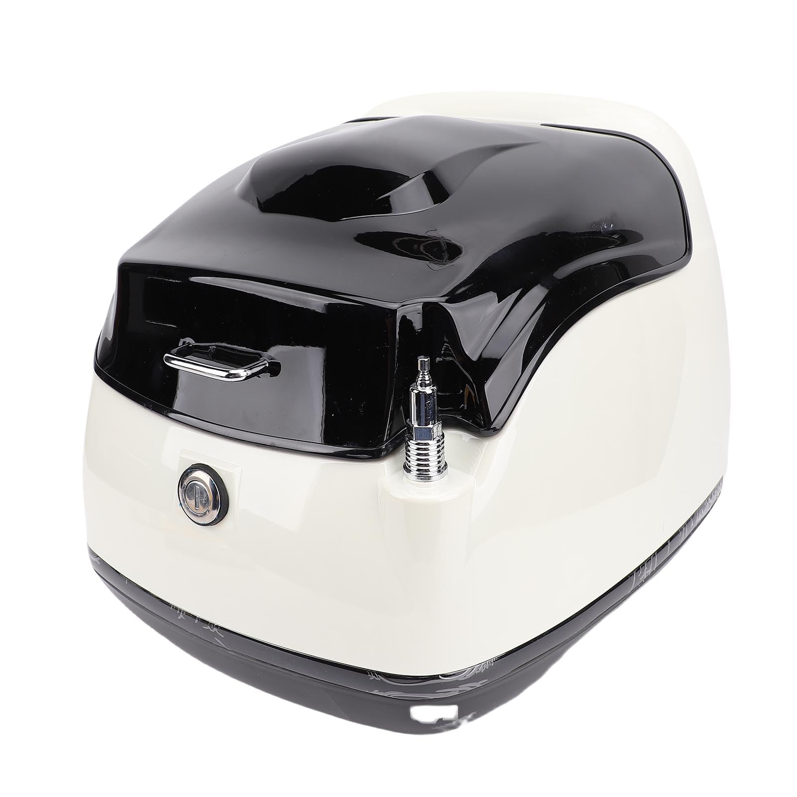 Sorandy 38L Top Case, Universal Trunk with Security Lock, Back Cushion & Base Bracket, Heavy Duty Tail Box for Helmet, Luggage, Gloves, Tools (White + Black)