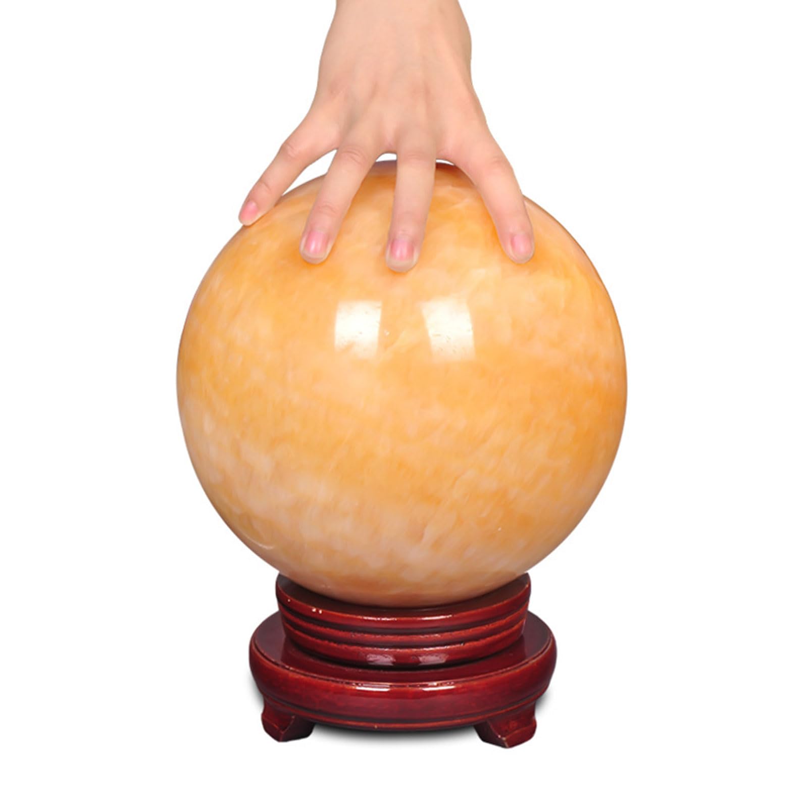 Naturalna KryształOwa Kula Cytrynowa Feng Shui Ozdoba Z Obrotową Podstawą KryształOwa Kula Medytacyjna WróżBiarska Dla Bogactwa Powodzenia Sukcesu Dekoracja Domowego Biura,15cm