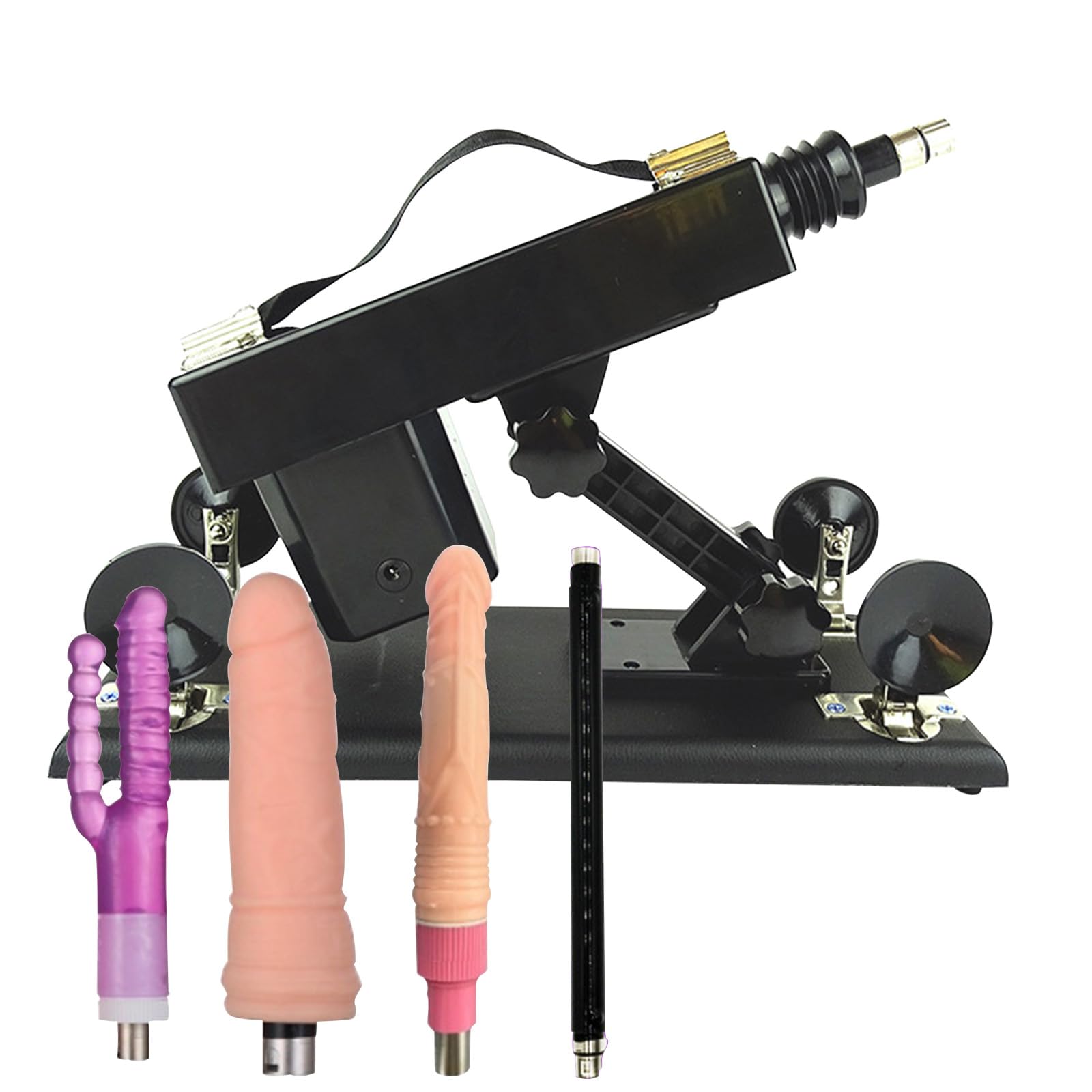 AMAZBEE Máquina de Sexo Máquinas y Aparatos para ligar con Diferentes Accesorios Consoladores Realistas Juguetes Sexuales para Parejas Masturbador Sexual Extremo (4-Piece Set)
