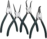 Snap Ring Pliers Set, 4pcs 7" Internal/External Circlip Pliers Kit with Straight/Bent Jaw, Heavy Duty Precision Spring Loaded Pliers for Ring Remover Retaining and Remove Hoses, Gaskets