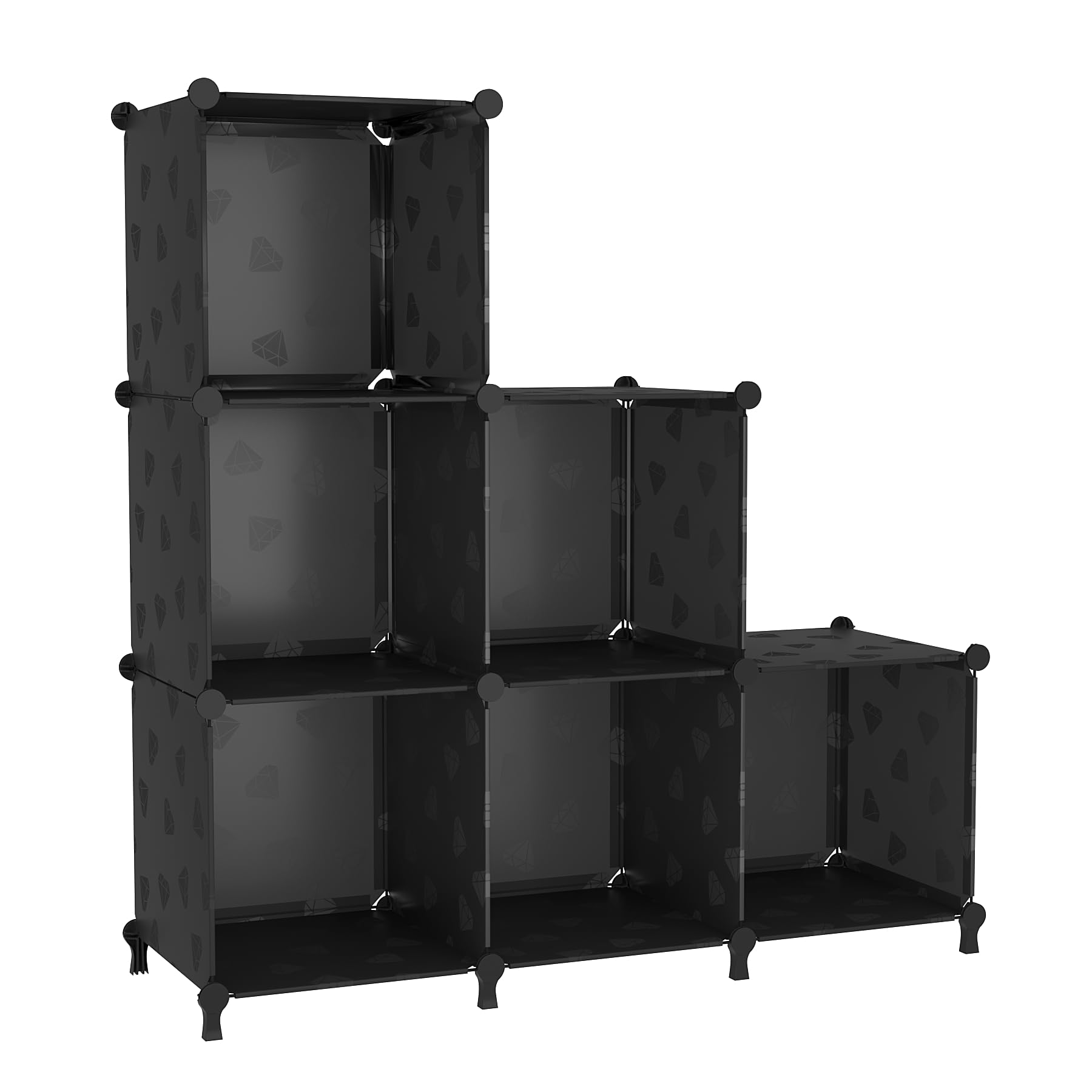 UNKU Cube Storage Organizer, 6 Cube Closet Organizer Storage Shelves, DIY Stackable Bookcase, Clothes Organizer Shelf for Closet, Bedroom, Living Room, Cabinet, Home, Office, Black