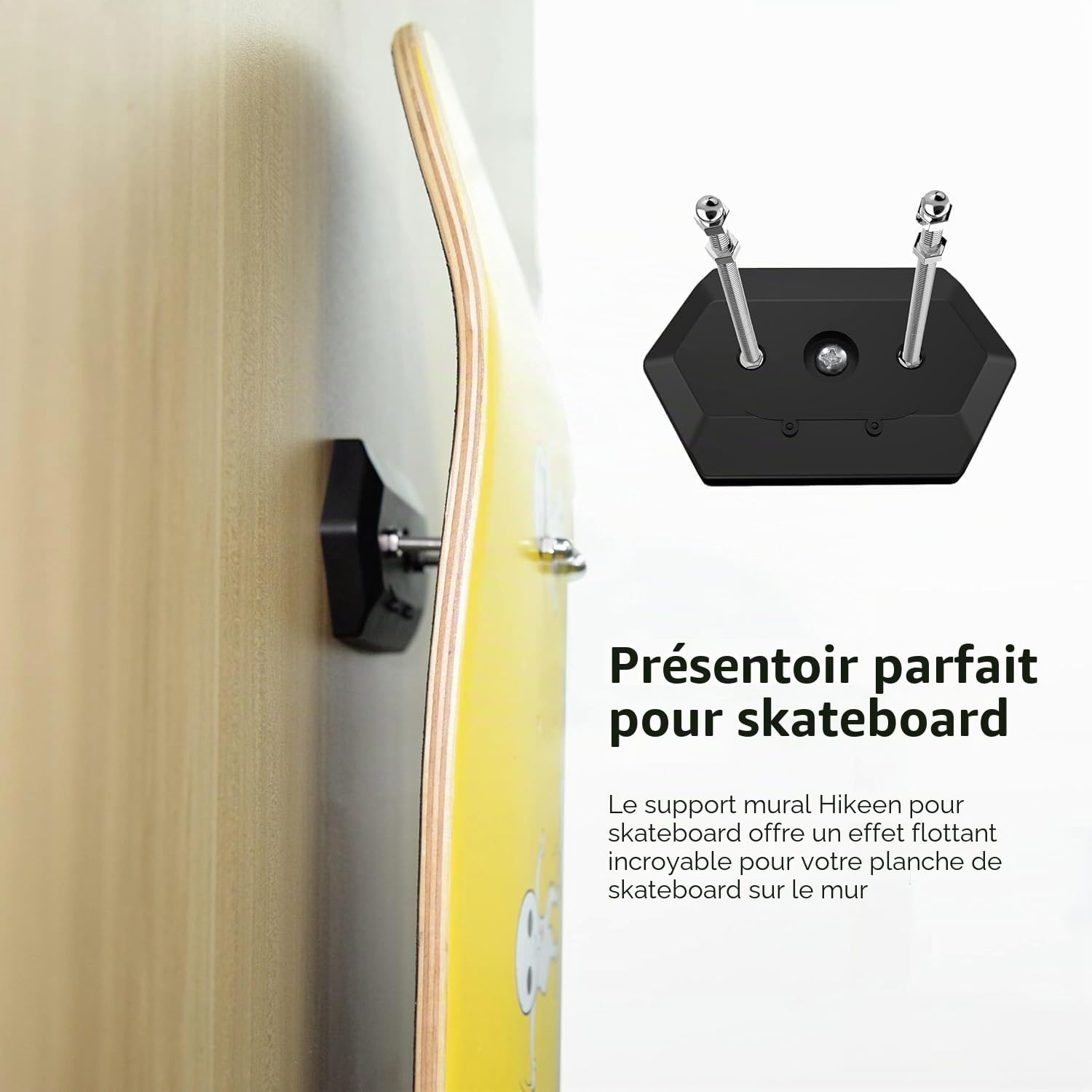 BOOSTEADY Support Mural pour Planche de Skateboard, Lot de 4 Porte Skateboard Mural, Support Planche à roulettes pour Affichage et Rangement