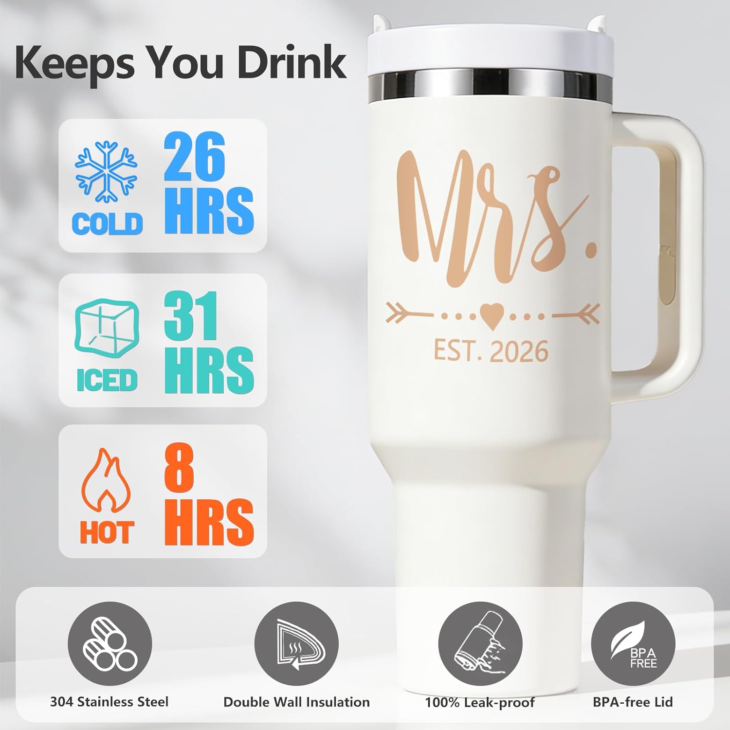 Qtencas Wedding Gifts for Couples 2026, Mr and Mrs Gifts 2026 Tumblers Set, Engagement Anniversary Wedding Gift for Newlyweds, Mr and Mrs Gift (Black & Beige) - Image 6