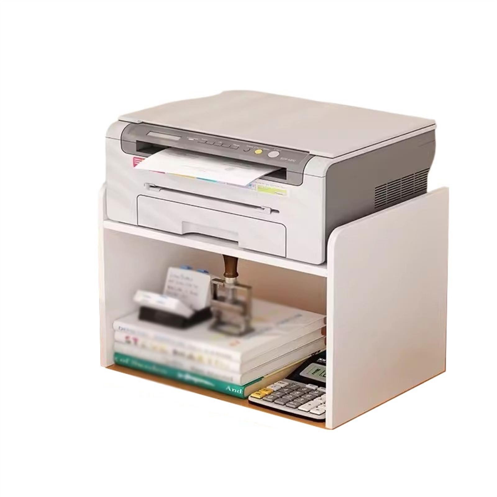 ZTHYSHOZ Printer Stand Desktop Printer Shelf Office Put Copier Heightened Double Storage Multi-layer Small Bookshelf(White)