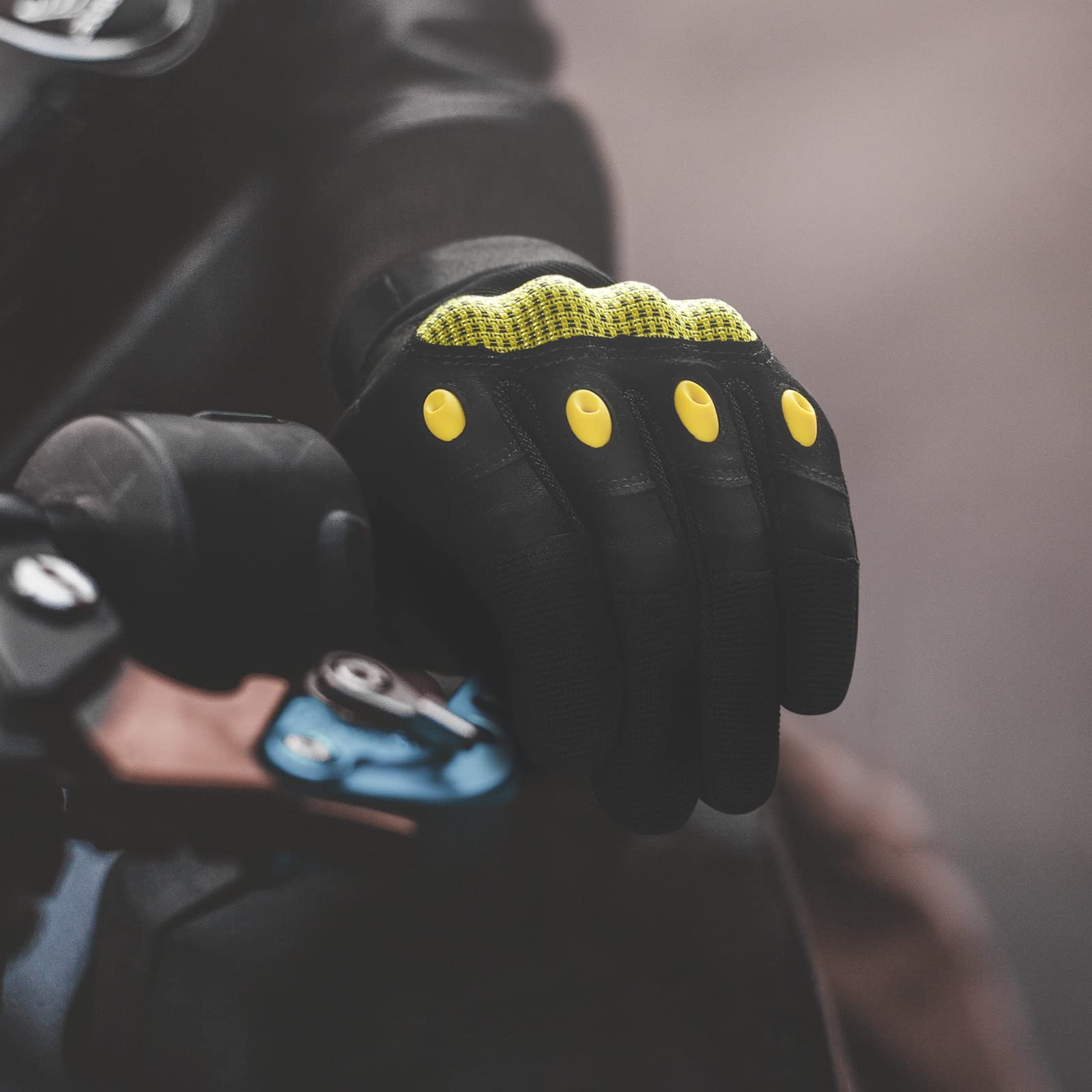 Cierto Motorcycle Gloves Men Women: Touchscreen Gloves with Breathable Vents, Hard Knuckle Protection & Adjustable Wrist Mens Glove for ATV MTB Riding, Cycling, Climbing, Training, Hunting-BlackYellow