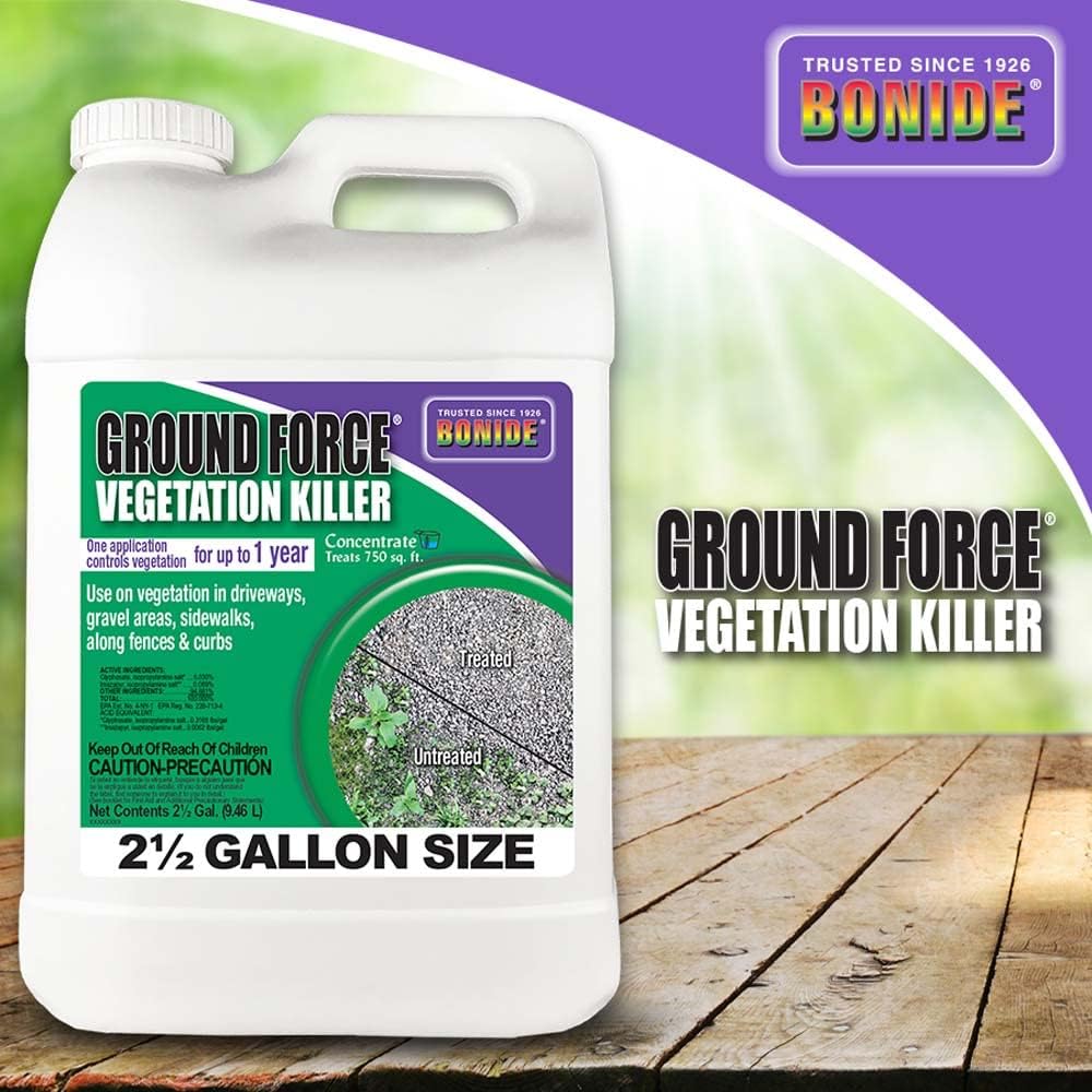 Bonide Ground Force Vegetation Killer, 2.5 Gallon Concentrate Provides Year Long Protection Against Weeds, Grasses & Roots