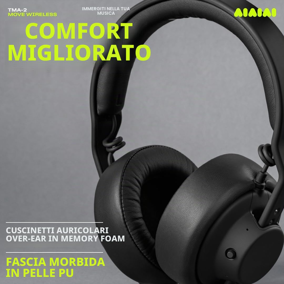 AIAIAI TMA-2 Move Wireless, cuffie Bluetooth versatili con suono ricco e naturale, cuscinetti in memory foam, 40 ore di autonomia e design modulare con parti sostituibili