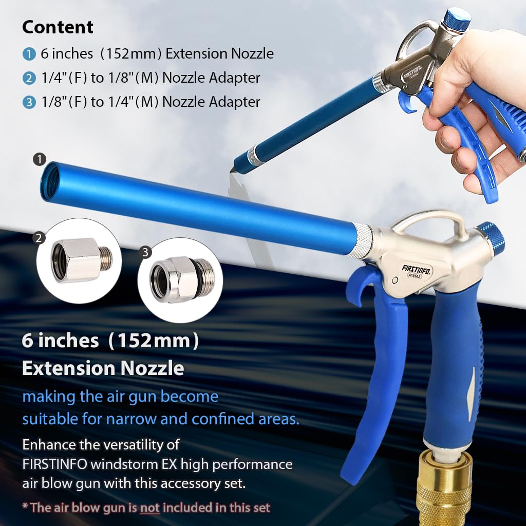 FIRSTINFO A18562F Kit di accessori per ugelli di prolunga per tutte le pistole di soffiaggio FIRSTINFO