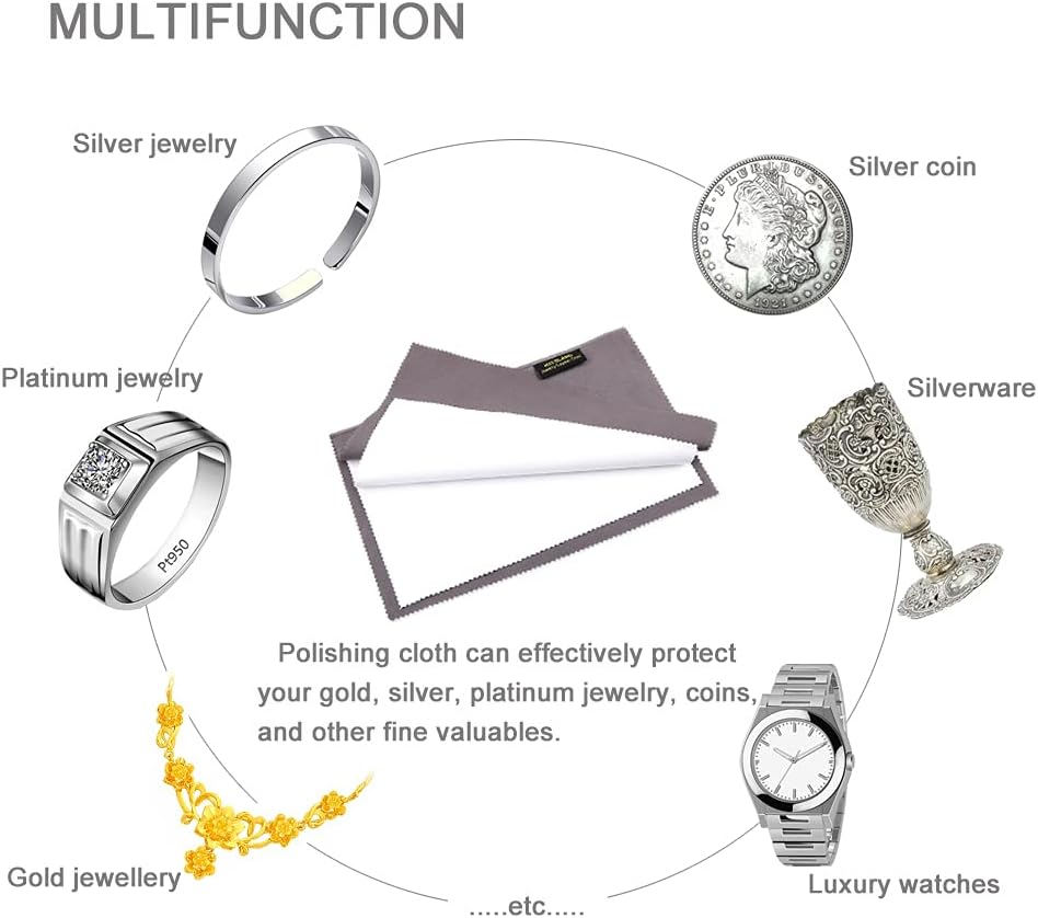 2 PCS Professional Polishing Cloth Large Jewelry Cleaning Cloths, 100% Cotton Multi-Layer Double-Sided Jewelry Cleaning Cloth for Gold Silver Platinum Jewelry