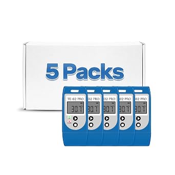 5-Pack ThermElc TE-02 Pro Temperature Mapping Data Logger, Reusable data Recorders, Multi-Track Cold chain monitoring device for Industrial Supply Chain, Large Scale Cold Storage & Fleet Management
