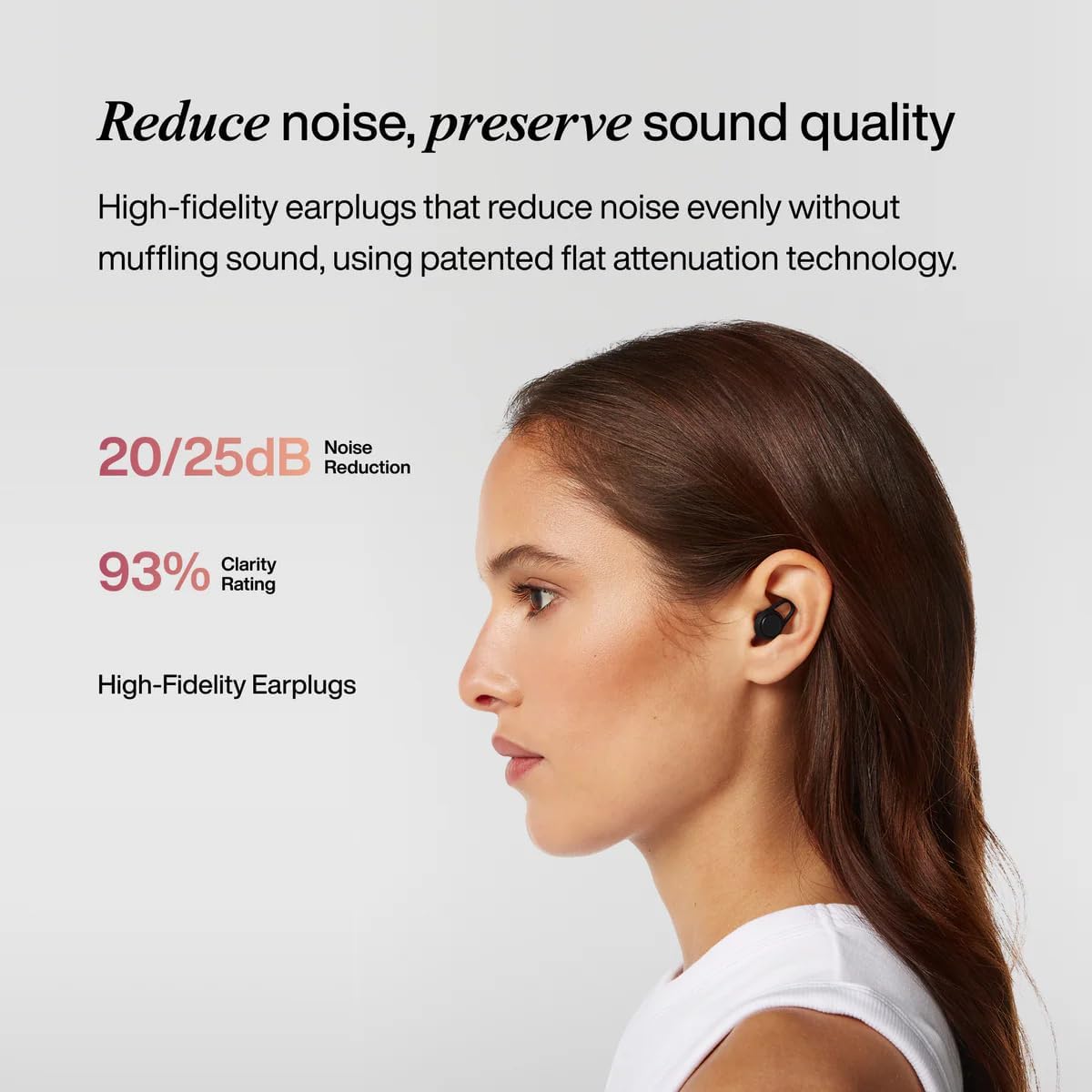 Hears One Ear Plugs for Noise Reduction - Patented Reusable Concert Earplugs, 20dB SNR Sound Reduction, Hypoallergenic for Musicians, Motorcycle and Sleeping with 4 tip Sizes - Gold Haze image 3