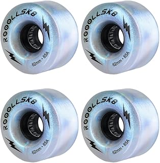 Rooollsk8 Roller Skate Wheels Light up Skate Wheels Indoor and Outdoor Glow Quad Skate Wheels 85A 62MM