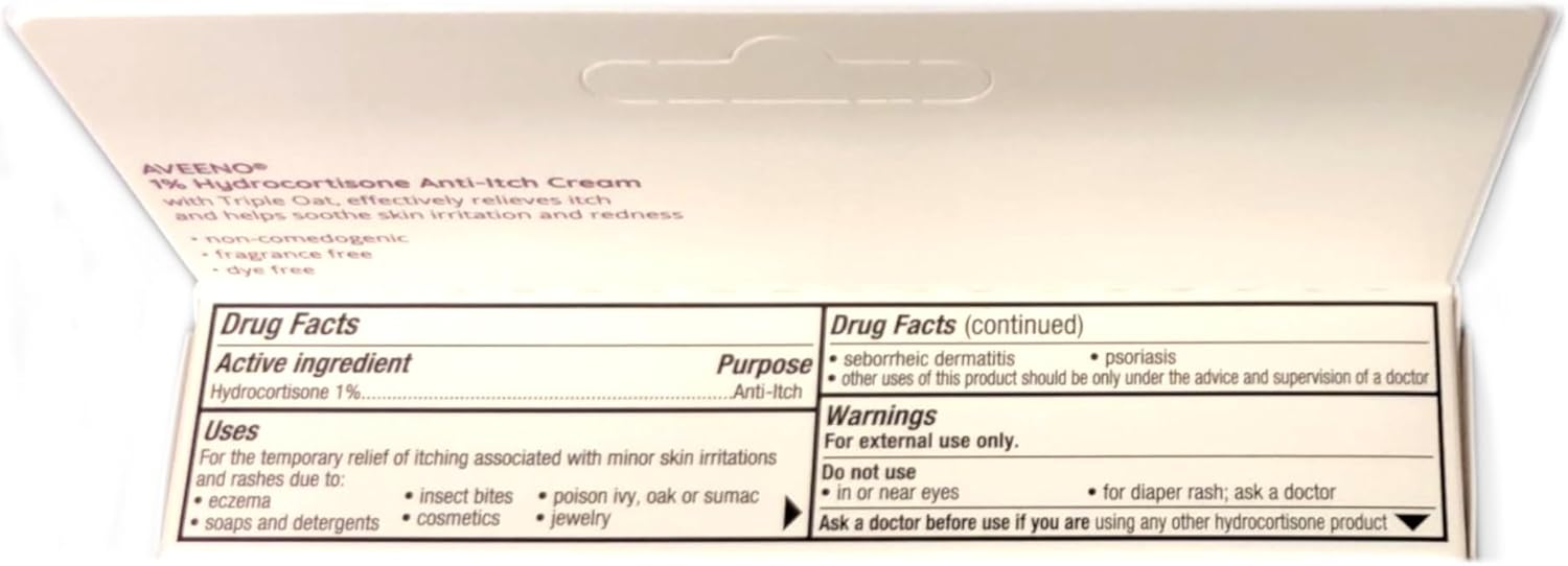 Aveeno Active Naturals 1% Hydrocortisone Anti-Itch Cream 1 oz (Pack of 10)