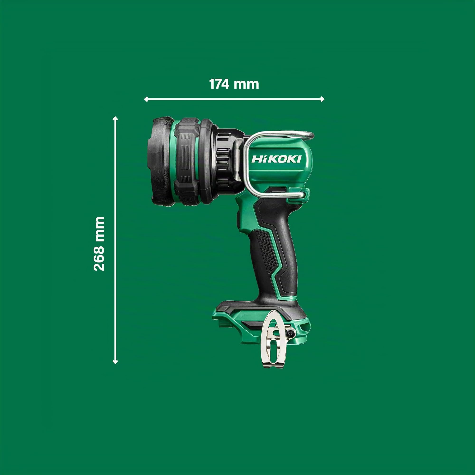 HiKOKI Akku LED Strahler UB18DH, 18V Baustrahler mit 1050 lm & Spot-Modus | Arbeitsleuchte mit 670m Reichweite, bis zu 24h Leuchtdauer, 2 Modi, ohne Akku, Ladegerät und Koffer