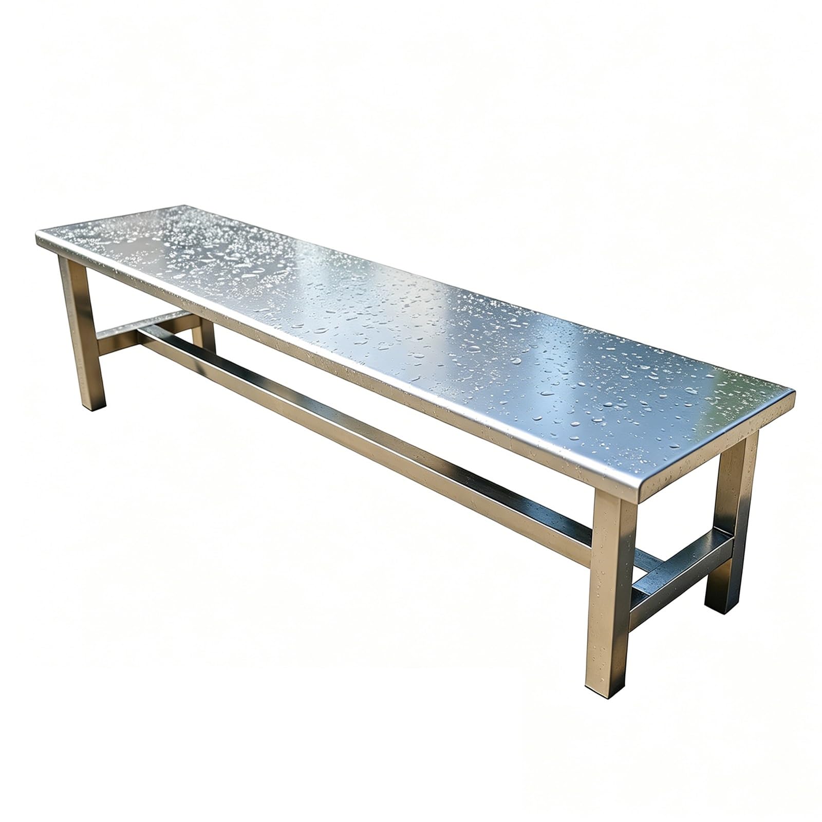Banco Jardin Exterior de Acero Inoxidable 304, Resistente a La Intemperie, Sin Respaldo, para Parques y Uso Comercial, 400 Kg(120x35x45cm/47x14x18in)