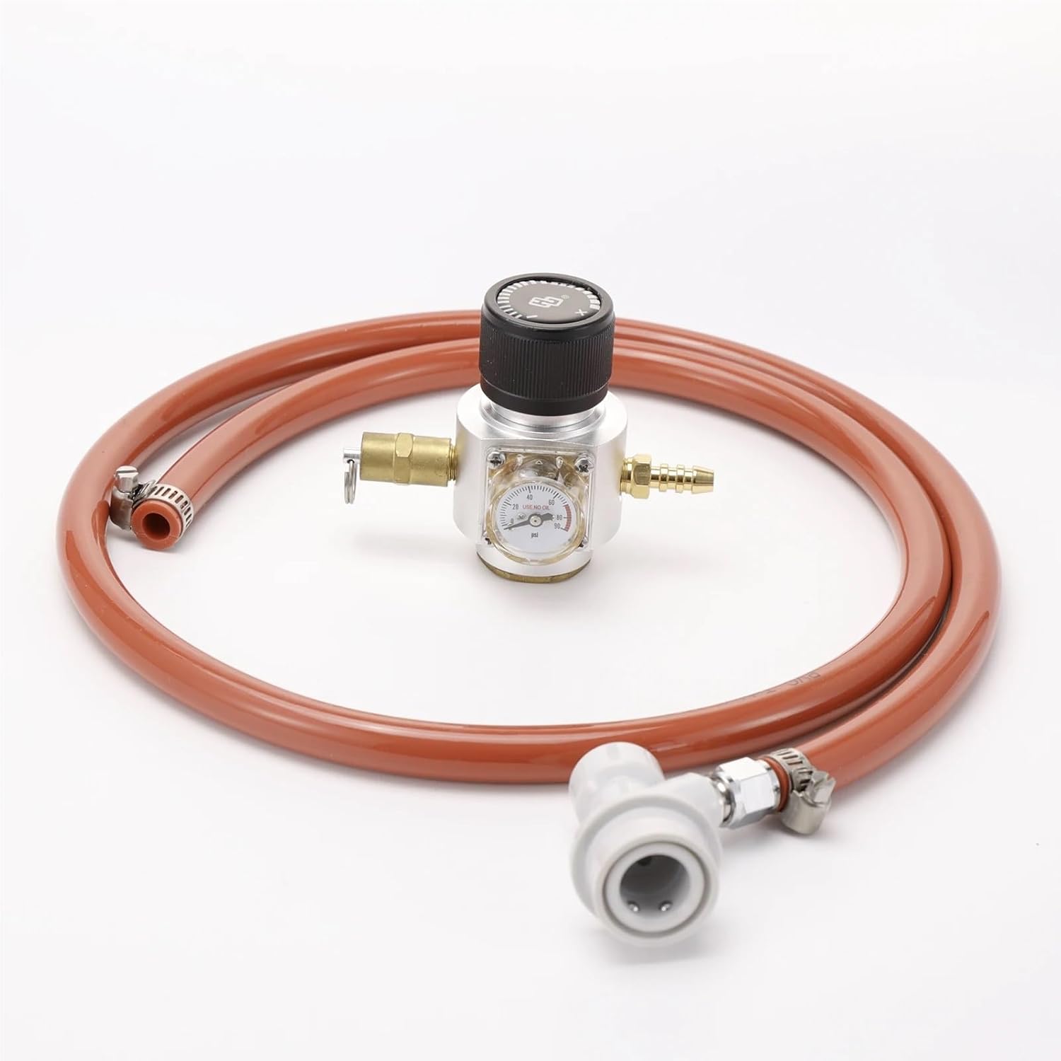Mini CO2 Regulator with 4ft Gas Line & Ball Lock Fittings - Homebrew Beer Dispense & Carbonation Kegging Parts with PRV and Bracket(With PRV)
