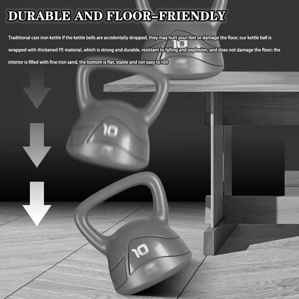 Kettlebell-Gewichte Krafttraining Für Männer Kugelhantel, Yoga-Übungen Zu Hause Sport Kugelgewicht, Keine Beschädigung des Bodens, Kniebeugen/Ausfallschritte/Heben(Green-8kg)