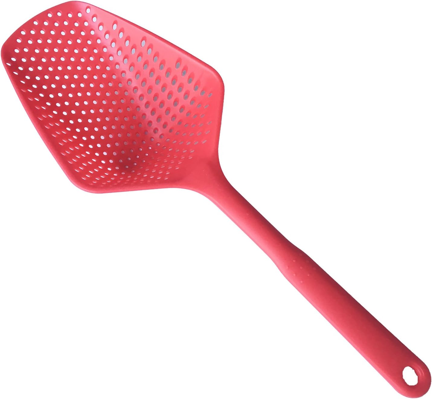 Premium Slotted Spoon Updated Large Kitchen Scoop Strainer Colander with Long Handle for Chef by Lisdripe (Red)