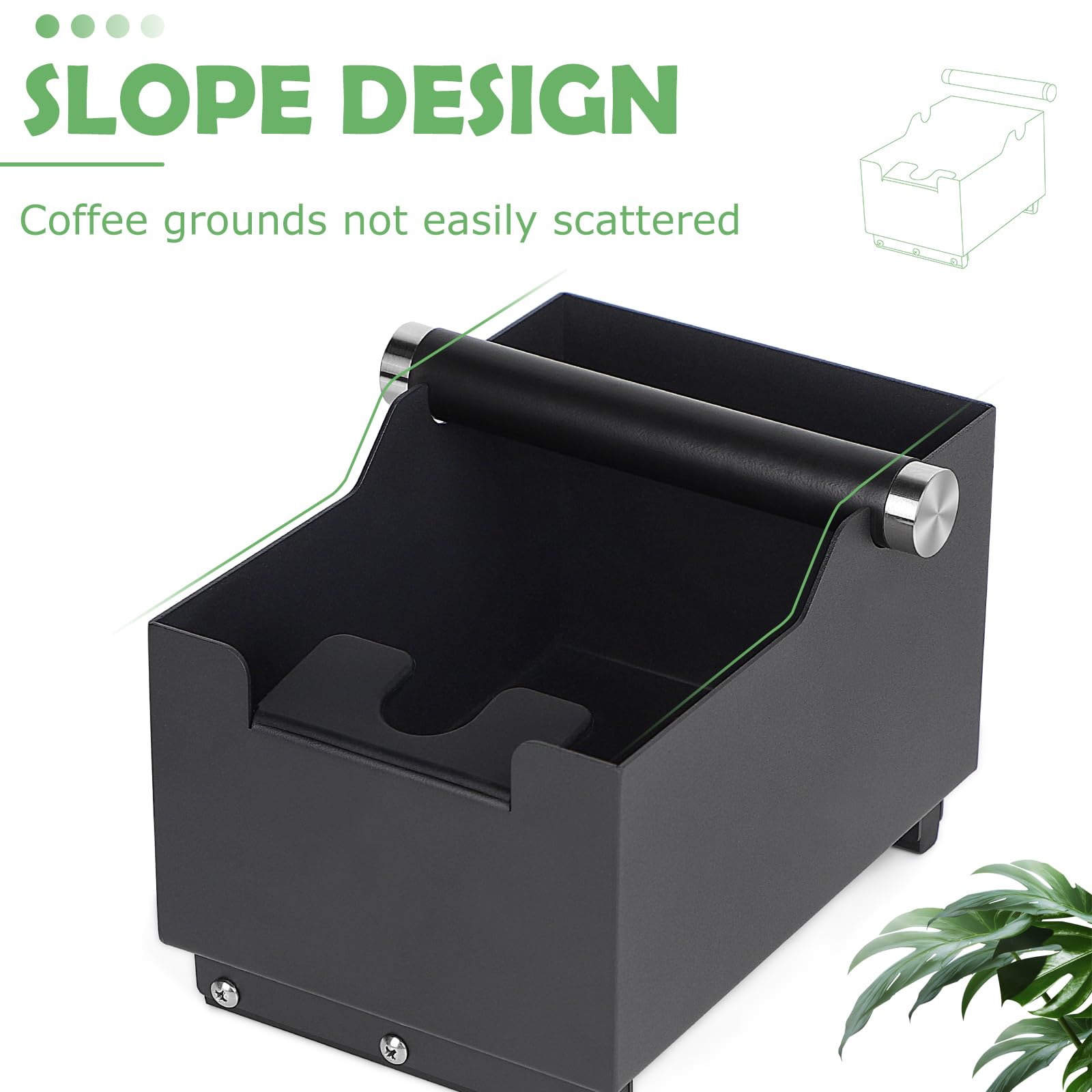EFUTURETIME Posos cafe Knock Box 20 cm x 14,5 cm x 14 cm con Función de Tamper, Organizador de Posos de Café con Barra de Golpeo Desmontable para Espresso