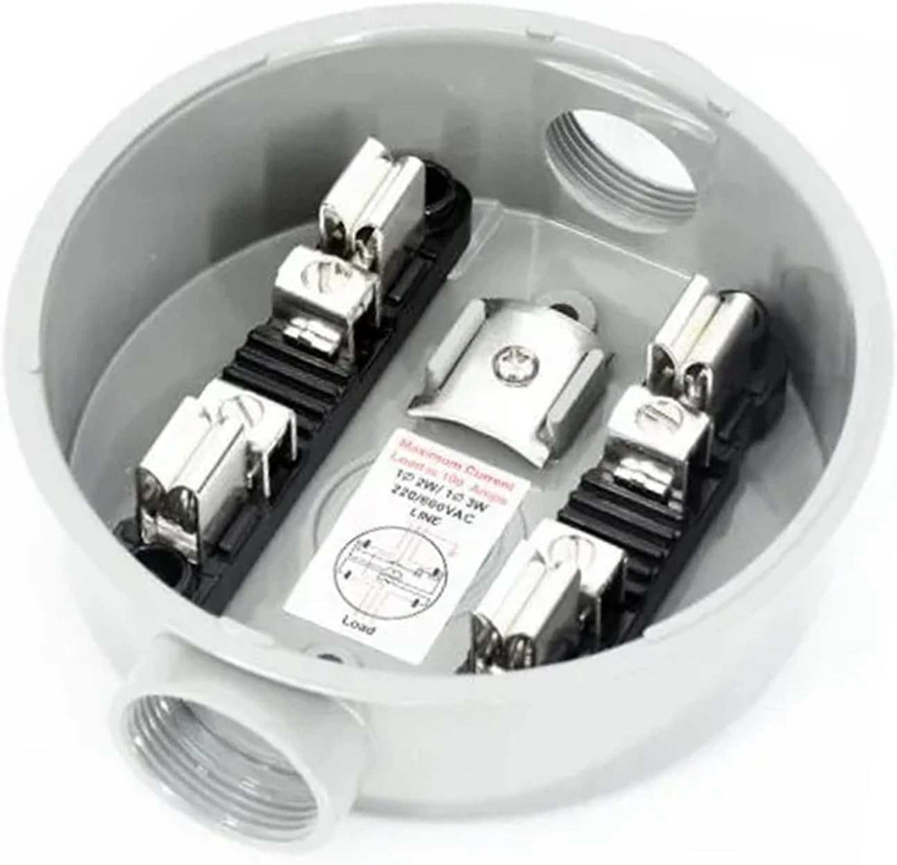 Ansi Meter Socket Base 100A 4 jaw Single Phase Round Meter Base 600V max Copper Inner Parts 1+1/4inch 1inch 3/4inch Hole Size(0.75 inch Hole)