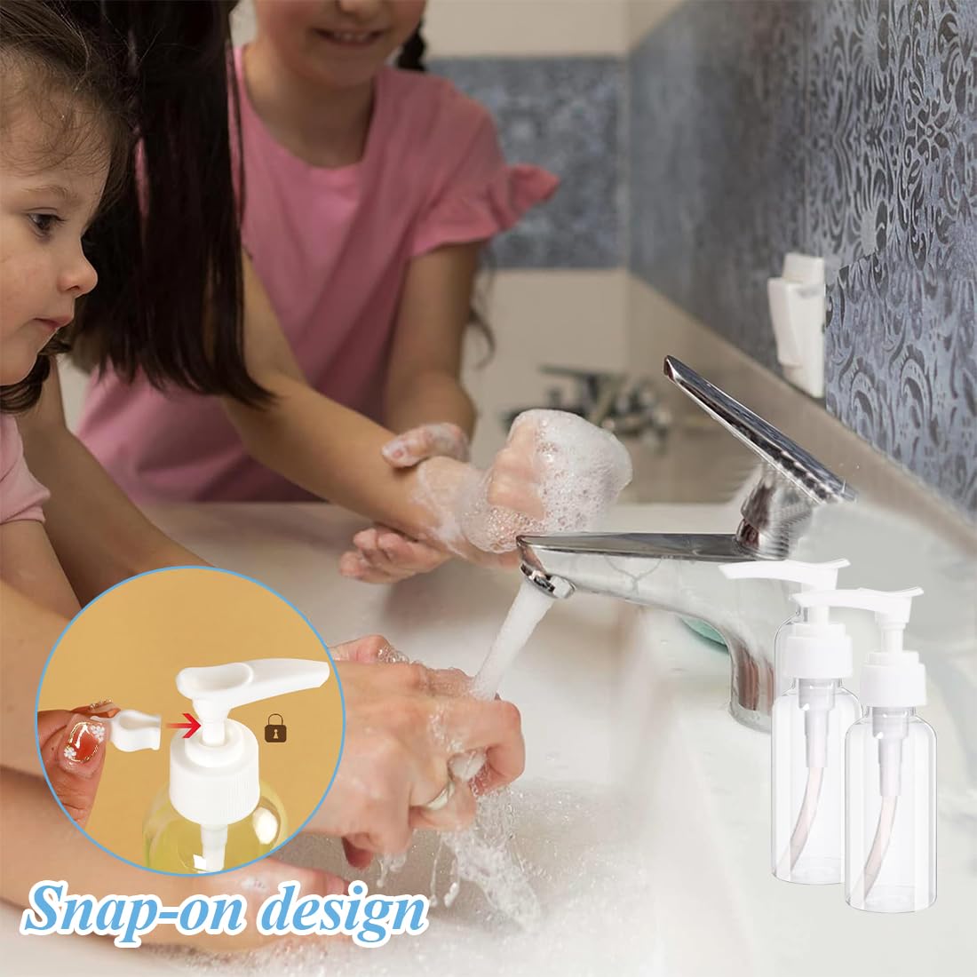 4 Pezzi Flaconi da Viaggio, 50 ml Bottiglie da Viaggio Trasparenti, Pompa da Viaggio in Plastica Dispenser, Boccette Contenitori Ricaricabile, per Cosmetici, Lozione, Bagno, Shampoo Liquidi