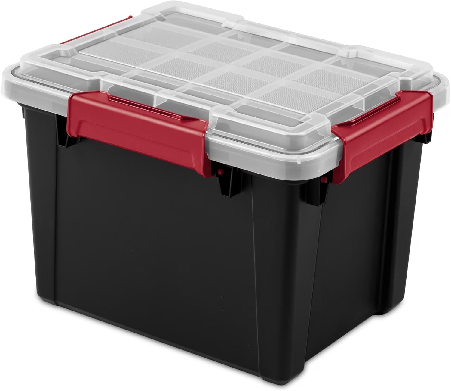 (Pack of 2) 8.5-gallon waterproof storage box with lid, sealing ring and durable lock, black.