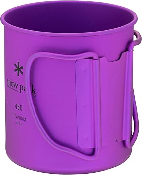 Snow Peak Titanium Single Wall 450 Cup, Purple, Lightweight, Compact & Durable Mug for Backpacking, Camping & Outdoors