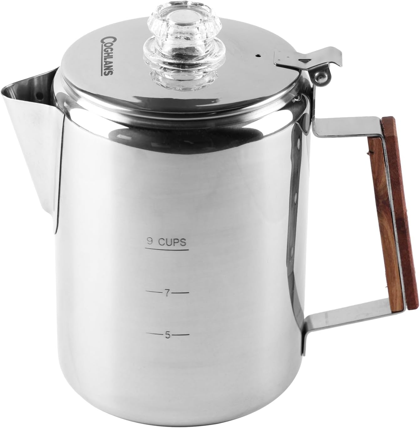 Coghlan's Stainless Steel Coffee Pot - 9 Cup Percolator for Camping, Outdoor Adventures, and Stovetop Brewing - Durable, Portable Coffee Brewer for Classic Flavor