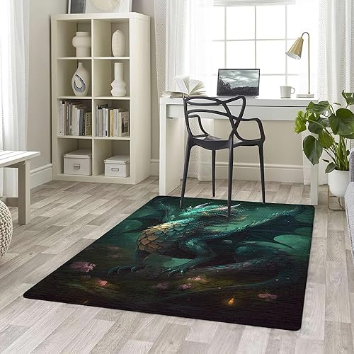 Vista 37 de Alfombra de dragón personalizada, con estampado de dragón de galaxia brillante, tapete grande de 5 x 8 pulgadas para sala de estar, dormitorio