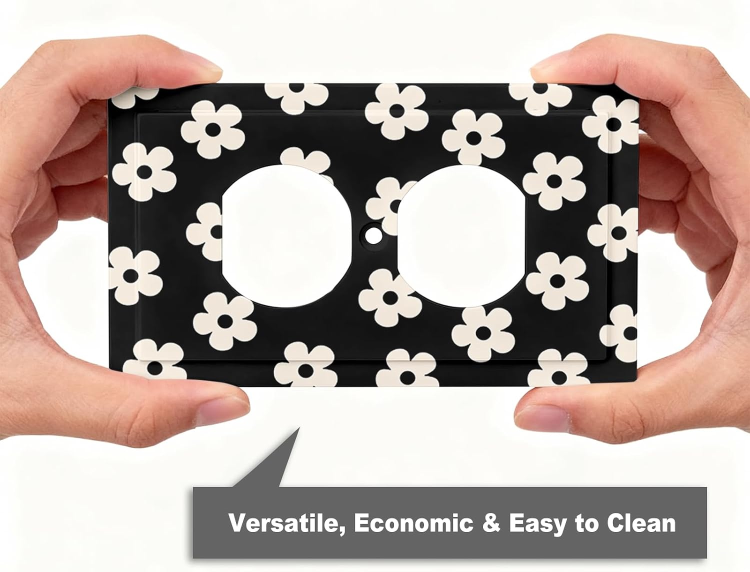 Flower Floral Cute Light Switch Cover Plate Decorative Wall Plates 1 Gang Duplex Outlet Walls Plate Lightswitch Cover Electrical Switchplate Cartoon Floral Flower Lovers Wall Decor, 2 Pack