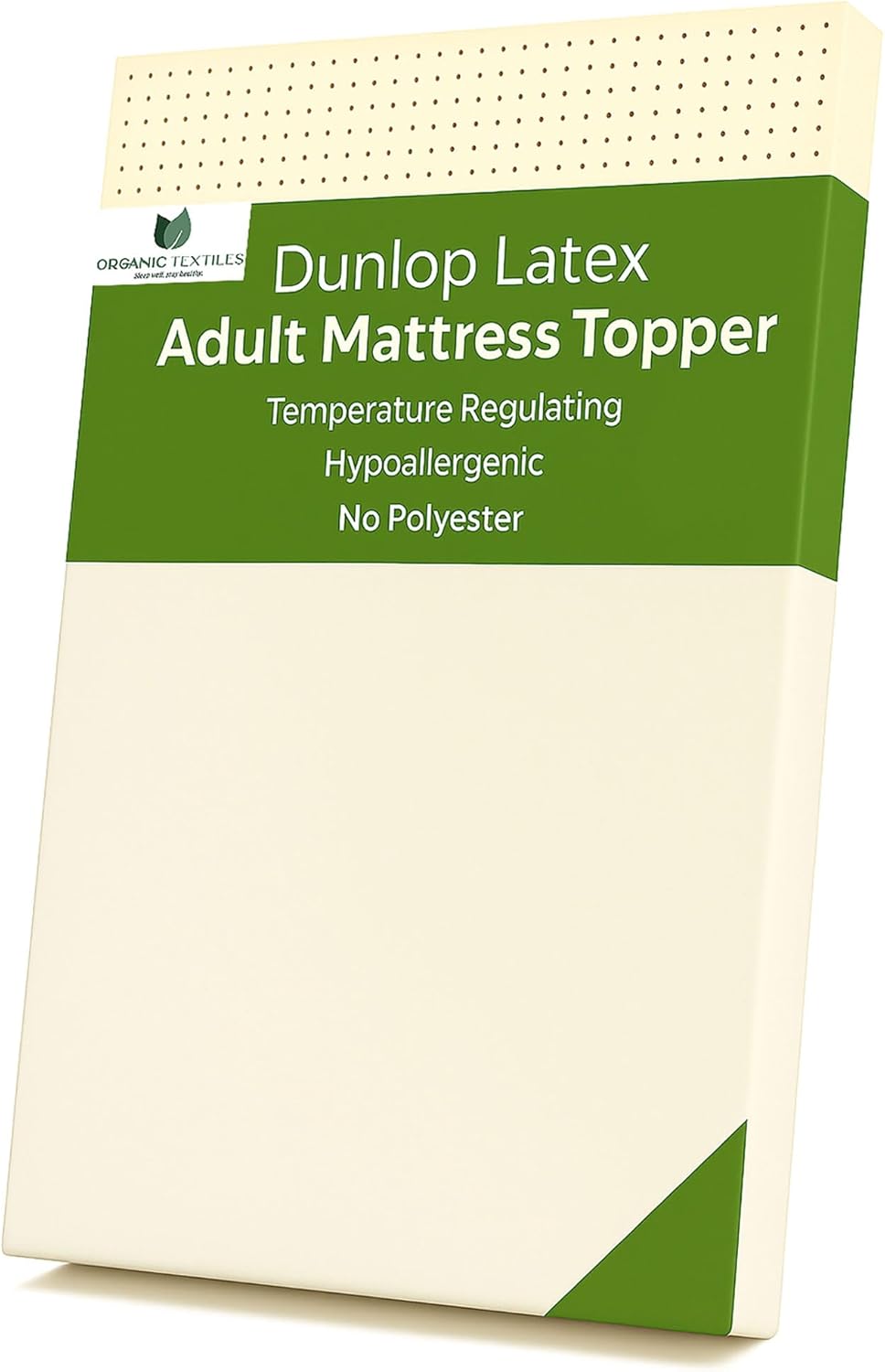 ORGANIC TEXTILES Organic Latex Mattress Topper - GOLS Certified with Organic Cotton Removable Cover - (3" King - Medium Firm)