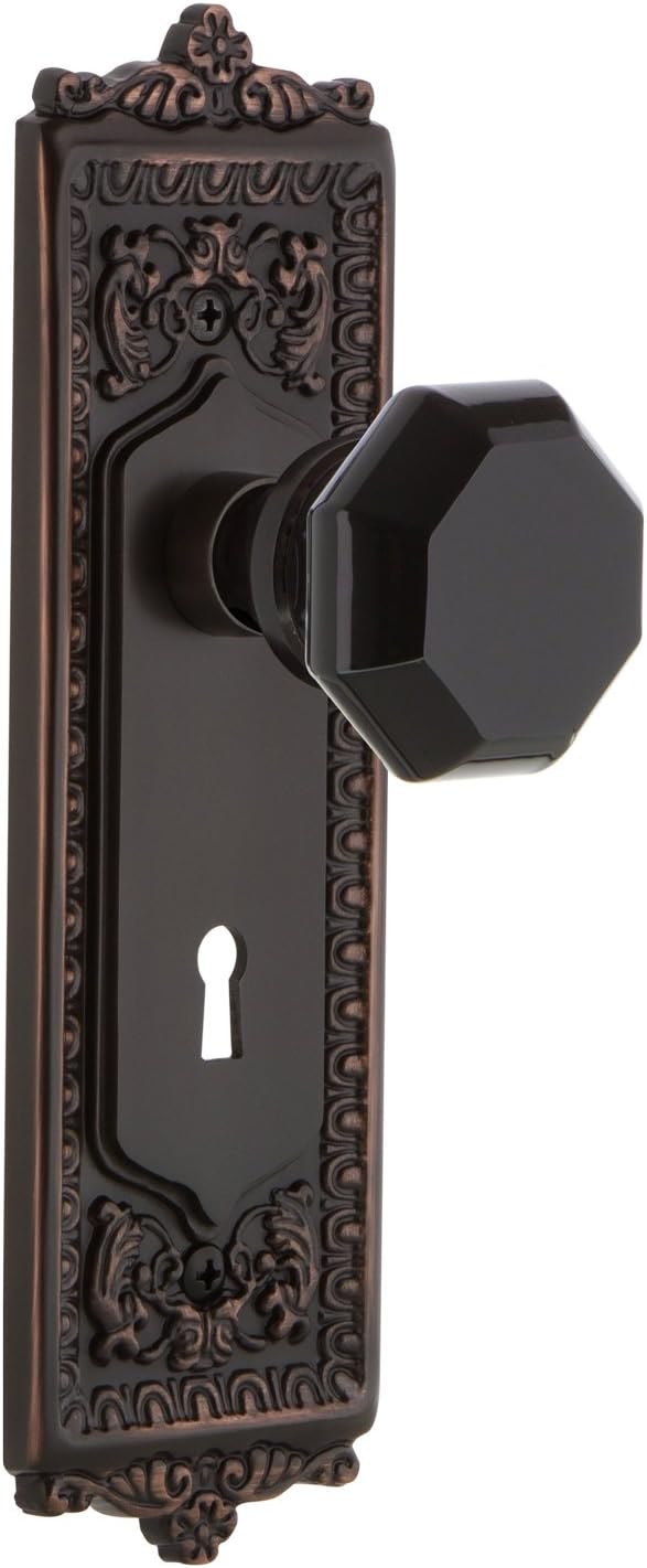 Nostalgic Warehouse 722342 Egg & Dart Plate Single Dummy Waldorf Black Door Knob in Oil-Rubbed Bronze