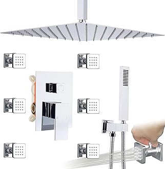 Patened Jet Spa Rain Shower System, Enga 16Inch Ceiling Mount Full Body Spray Shower Faucet Set, Chrome